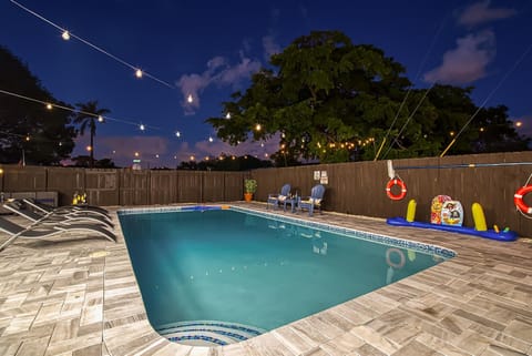 Night, Pool view, Swimming pool