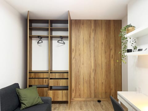 Seating area, wardrobe