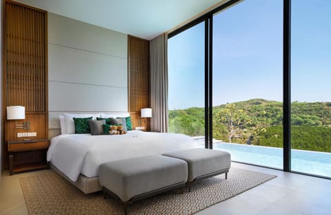 Bed, Natural landscape, Bedroom, Mountain view, Pool view, Swimming pool