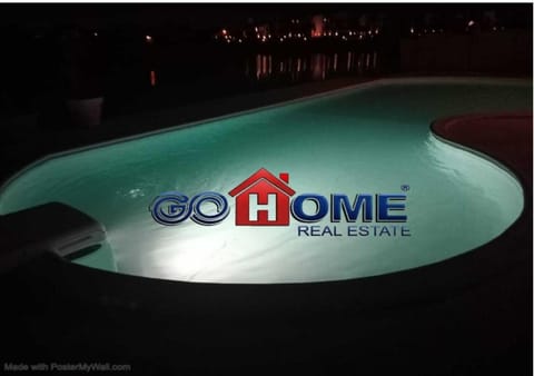 Night, Property logo or sign, Logo/Certificate/Sign, Pool view, Swimming pool, Swimming pool