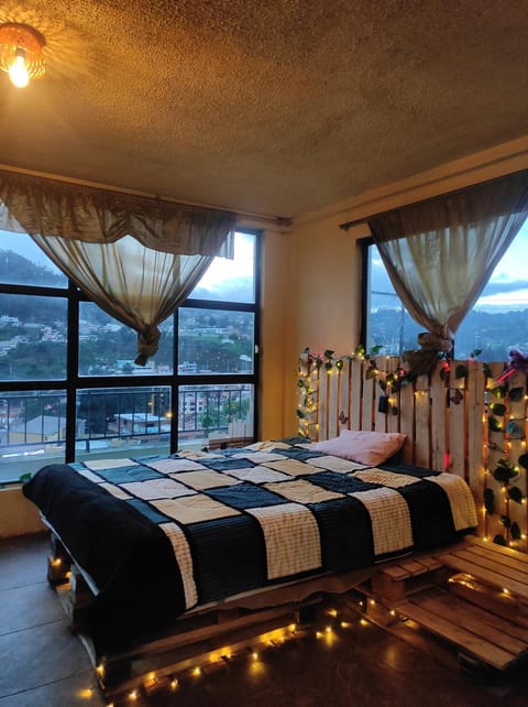 Bed, Natural landscape, View (from property/room), Bedroom, Mountain view