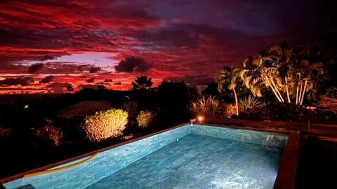 Natural landscape, Pool view, Swimming pool, Sunset