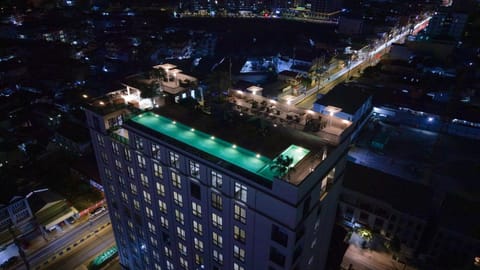 Property building, Night, Bird's eye view, City view, Location