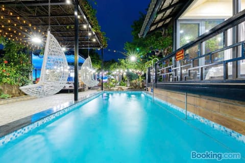 Property building, Night, Pool view, Swimming pool