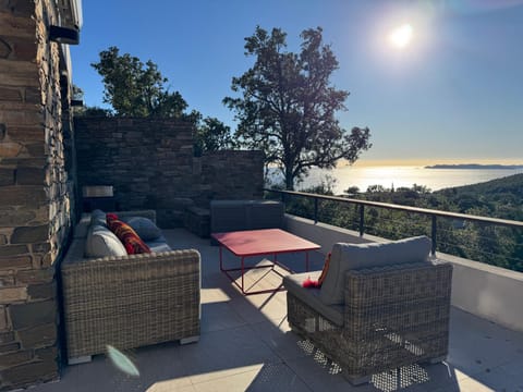 Patio, Day, Natural landscape, View (from property/room), Living room, Sea view