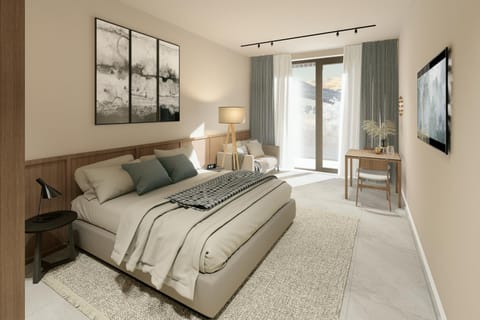 Bed, TV and multimedia, Photo of the whole room, Seating area, Bedroom