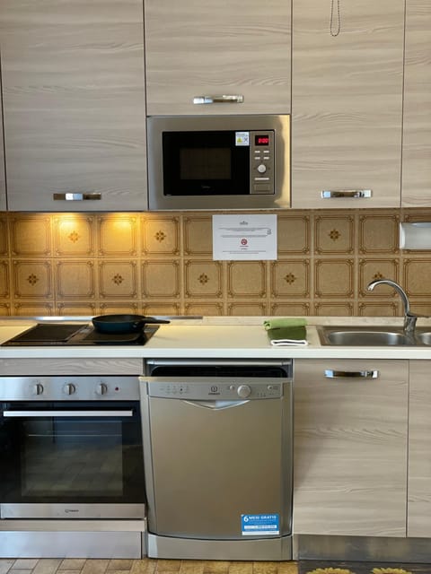 Kitchen or kitchenette, dishwasher, microwave, oven, stove