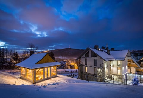 Property building, Night, Winter