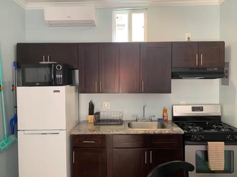 Kitchen or kitchenette, stove