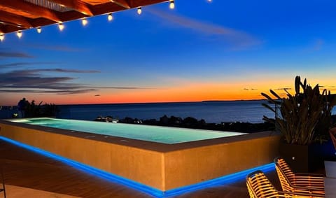 Night, Balcony/Terrace, Sea view, Swimming pool, Sunset