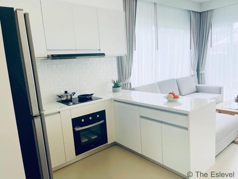 Kitchen or kitchenette, oven, stove