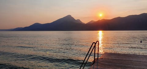 Natural landscape, Beach, Lake view, Mountain view, Sunset