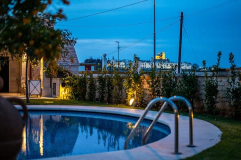 Property building, Night, Garden, Pool view, Swimming pool