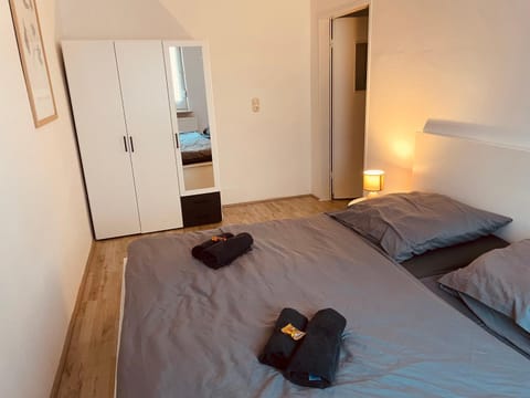 Bed, Photo of the whole room, Bedroom, towels, wardrobe