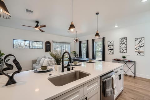 Kitchen or kitchenette, stove