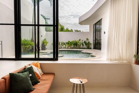 Natural landscape, Living room, Seating area, Pool view, Swimming pool