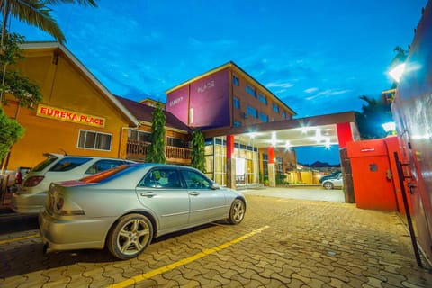 Property building, Facade/entrance, Night, Parking