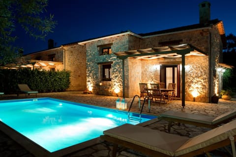 Patio, Facade/entrance, Night, Swimming pool