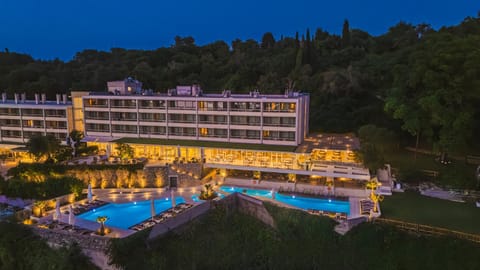 Property building, Night, Natural landscape, Pool view