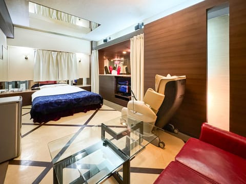 Bed, TV and multimedia, Seating area, Bedroom