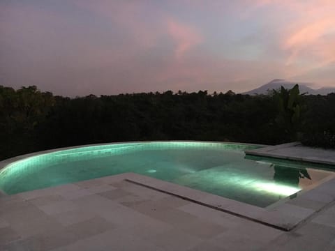 Natural landscape, Swimming pool, Sunset