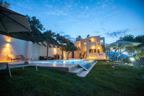 Night, Garden, Swimming pool