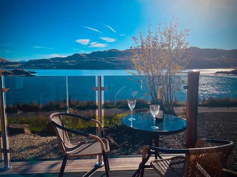 Patio, Dining area, Mountain view, Sea view