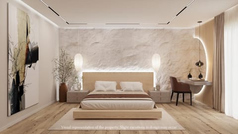 Bed, Seating area, Bedroom