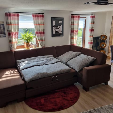 Bed, Living room, Seating area