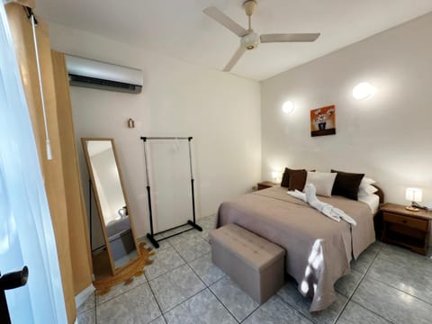 Bed, Photo of the whole room, Bedroom, fireplace, air conditioner