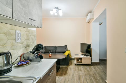 Living room, kitchen, air conditioner