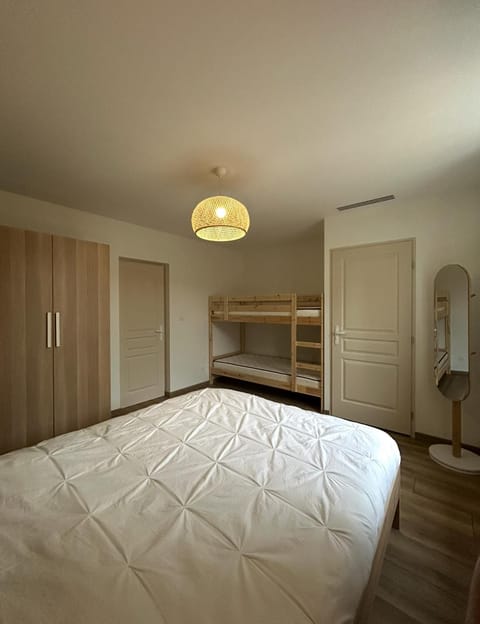 Bed, Photo of the whole room, Bedroom, bunk bed, wardrobe