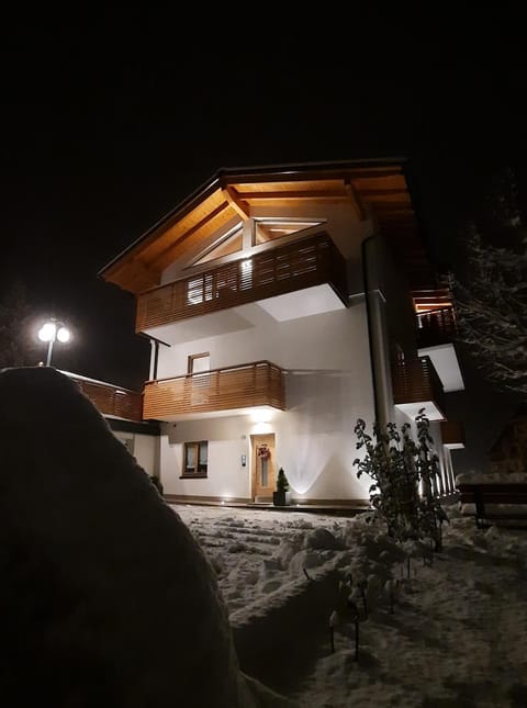 Property building, Night, Winter