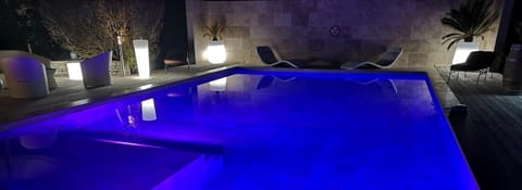 Night, Pool view, Swimming pool