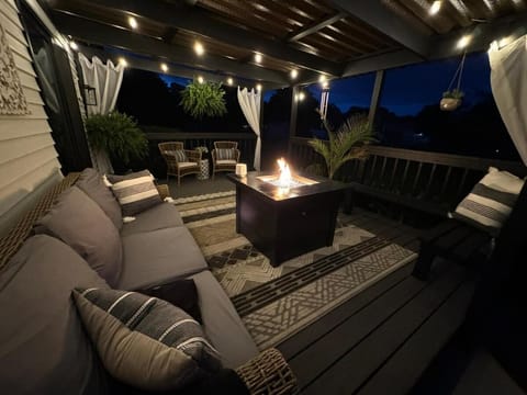 Patio, Night, Seating area