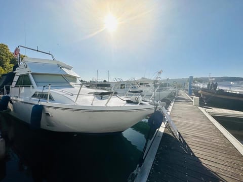 Vedette location à la nuitée sur l eau Docked boat in Valence