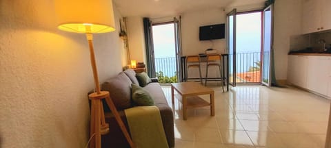 TV and multimedia, View (from property/room), Balcony/Terrace, Kitchen or kitchenette, Living room, Photo of the whole room, Decorative detail, Seating area, Dining area, Sea view, furniture, internet, air conditioner