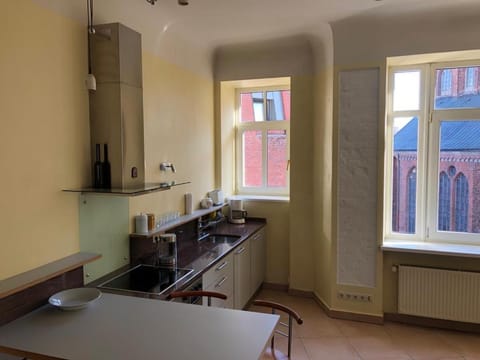 Kitchen or kitchenette, stove