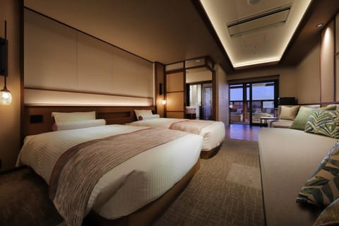 Bed, Hot Spring Bath, Photo of the whole room, Bedroom, Open Air Bath