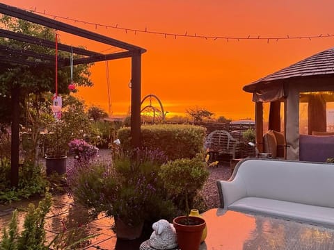 Patio, Garden, Sunset