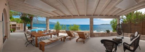 Property building, Patio, Day, Natural landscape, View (from property/room), Balcony/Terrace, Seating area, Dining area, Mountain view, Pool view, Sea view, Sea view, Swimming pool, sunbed