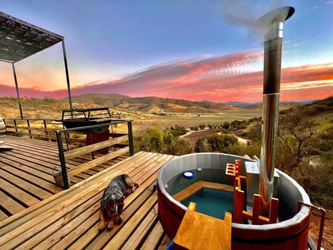 Natural landscape, Hot Tub, Mountain view, Sunset, Open Air Bath