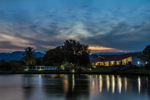 Property building, Night, Lake view