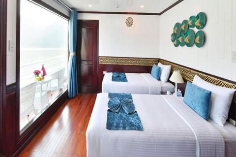 Halong Sapphire Cruises Docked boat in Laos