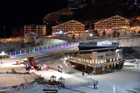 Property building, Night, Winter