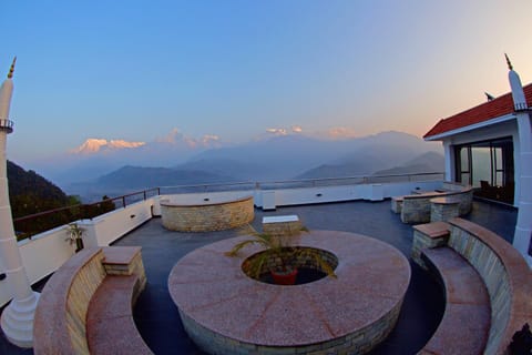 Patio, Mountain view, Sunset