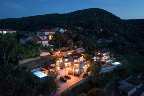 Property building, Night, Bird's eye view, Swimming pool