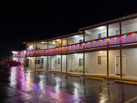 Property building, Night, Winter, Parking