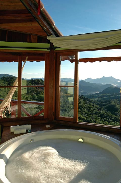 Natural landscape, Bathroom, Mountain view, Bath