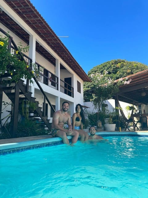 Pool view, group of guests